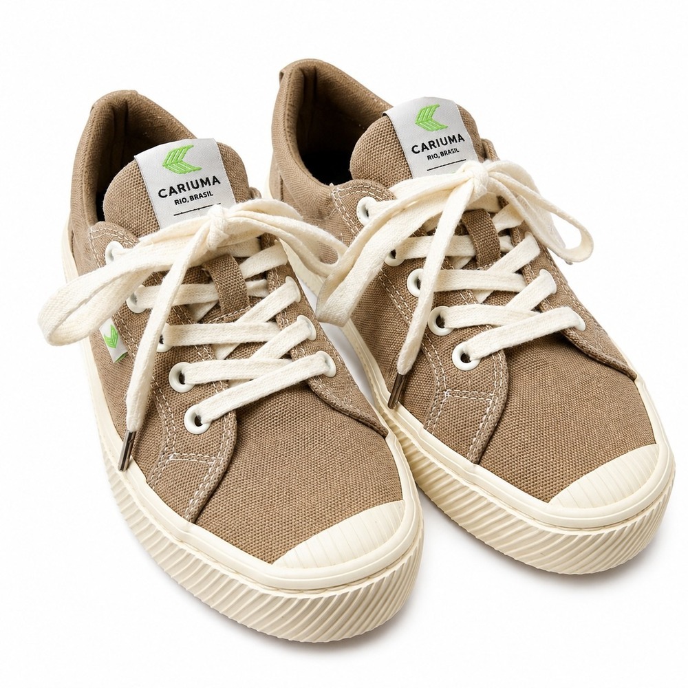 CARIUMA OCA Low Burnt Sand Canvas Sneaker Womens/7 Mens/5.5 Sand Brown Organic